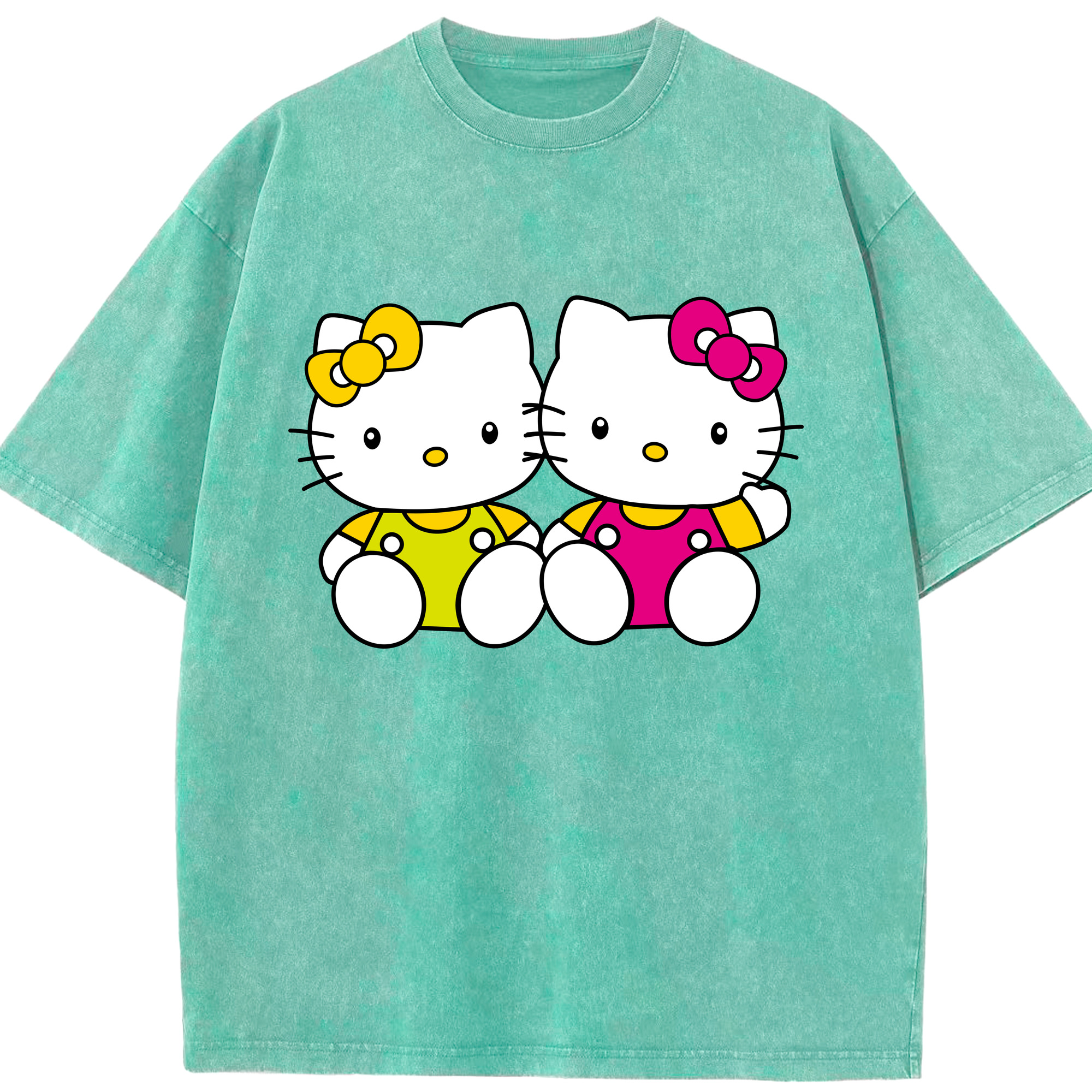 （画像用） Hello Kitty ハローキティ 綿100% ヴィンテージ風 半袖Tシャツ（フロントプリント）